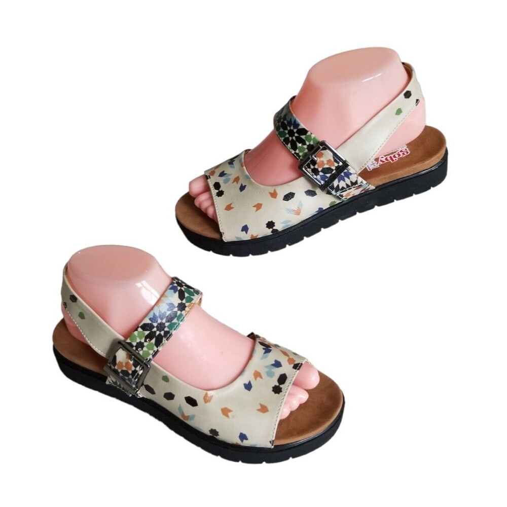 Goby Sandals Womens EU 38 US Size 7.5 Geometric Multicolor Slingback Sandals